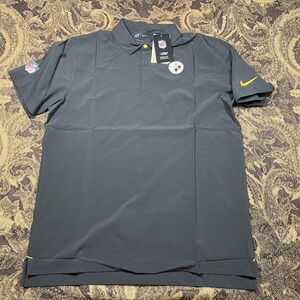 NIKE PITTSBURGH STEELERS MEN'S DRI-FIT ON FIELD NFL BLACK POLO SHIRT LARGE New
